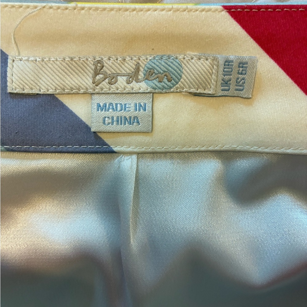 Boden Red Stripe Pencil Skirt Lined Stretch Back Zip Cotton Stretch Sz 10 - Picture 7 of 11